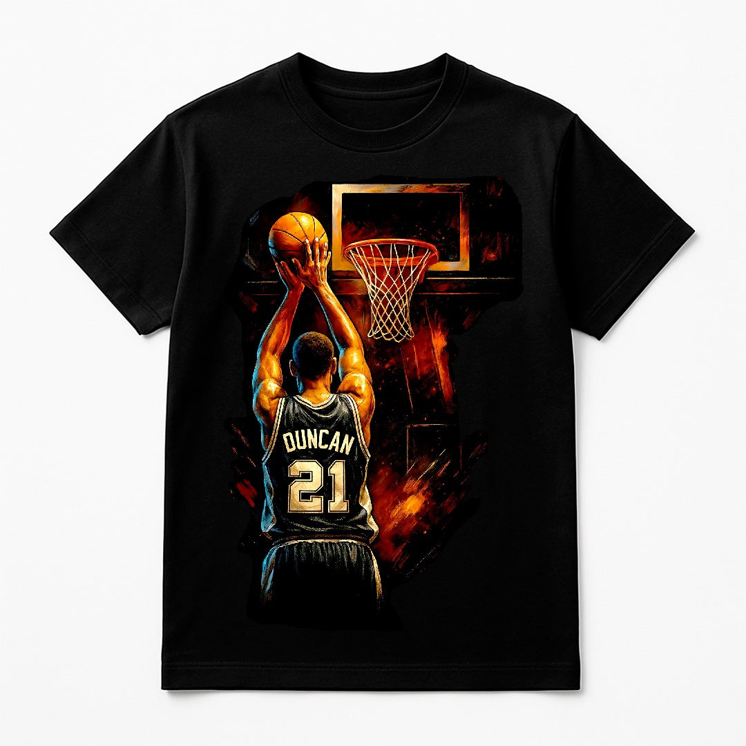 Halftone Lab - San Antonio Spurs Tim Duncan NBA031 - Black Tee