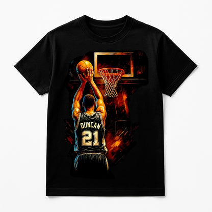 Halftone Lab - San Antonio Spurs Tim Duncan NBA031 - Black Tee