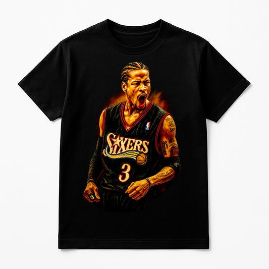 Halftone Lab - Philadelphia 76ers Allan Iverson NBA048 - Black Tee