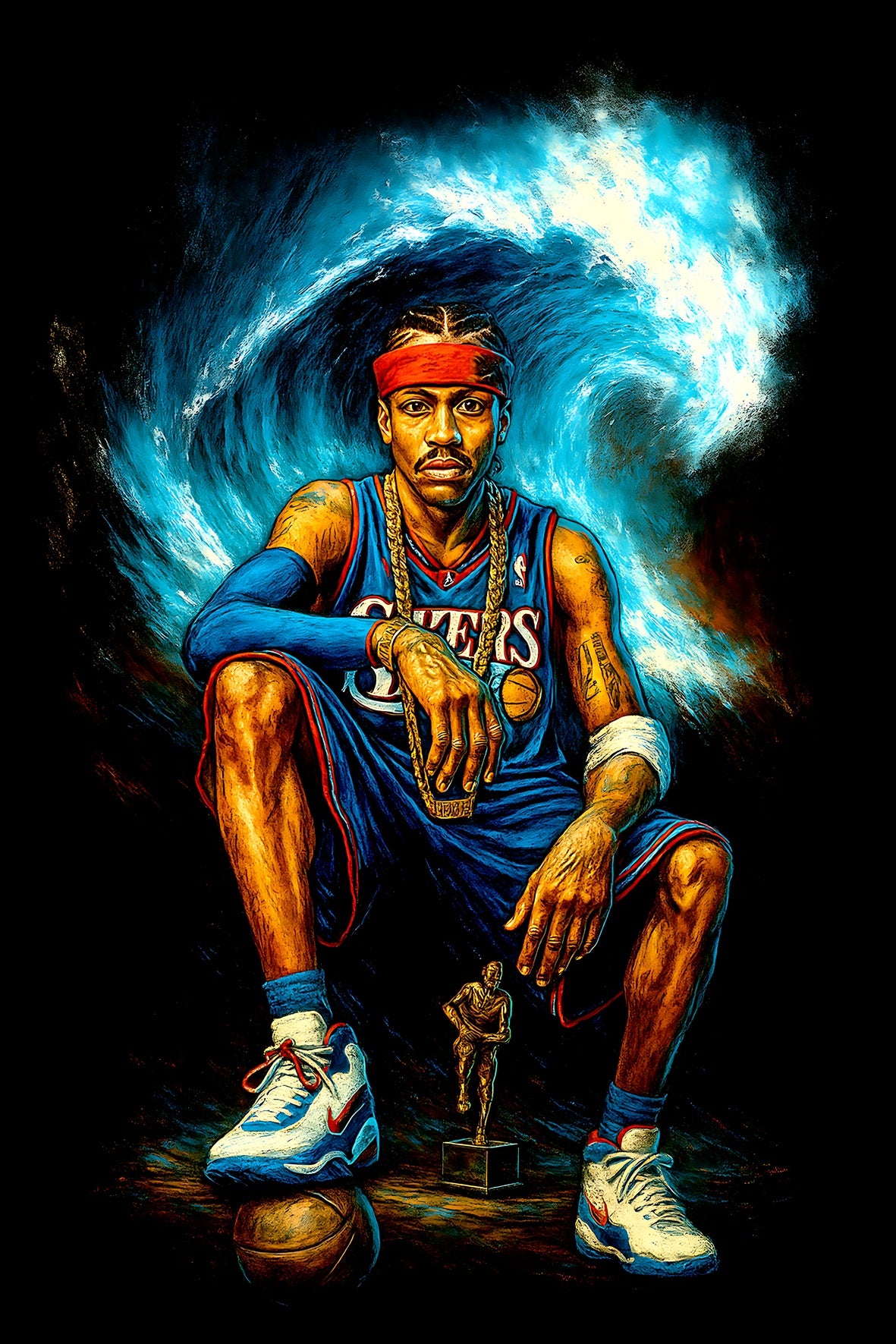 Halftone Lab - Philadelphia 76ers Allan Iverson NBA050 - Black Tee