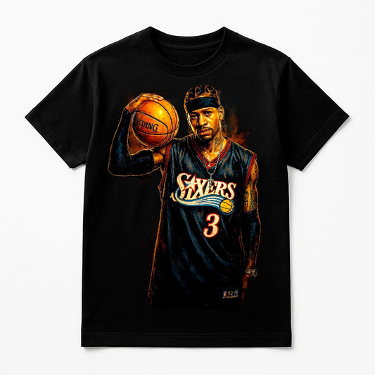Halftone Lab - Philadelphia 76ers Allan Iverson NBA051 - Black Tee
