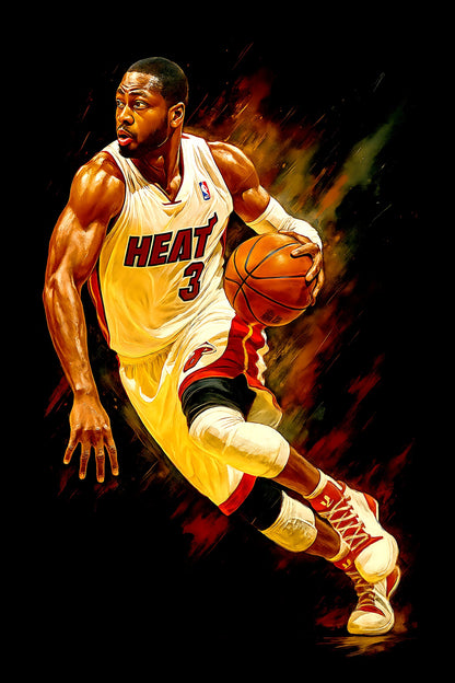 Halftone Lab - Miami Heat Dwayne Wade NBA052 - Black Tee