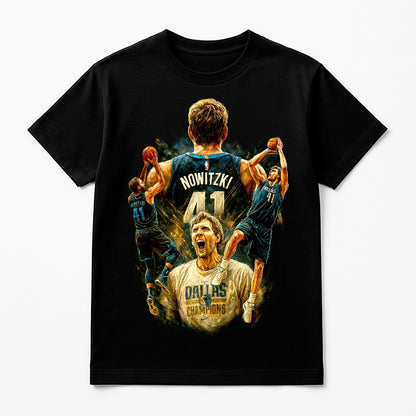 Halftone Lab - Dallas Mavericks Dirk Nowitzki NBA060 - Black Tee