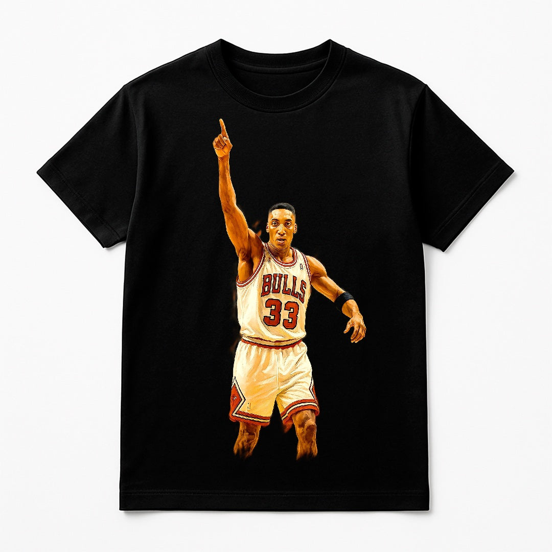 Halftone Lab - Chicago Bulls Scottie Pippen NBA067 - Black Tee