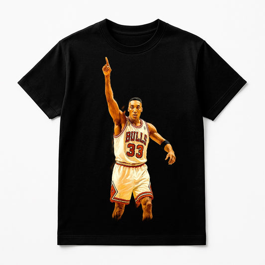Halftone Lab - Chicago Bulls Scottie Pippen NBA067 - Black Tee