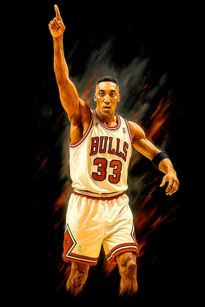 Halftone Lab - Chicago Bulls Scottie Pippen NBA067 - Black Tee