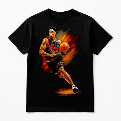 Halftone Lab - Chicago Bulls Scottie Pippen NBA068 - Black Tee