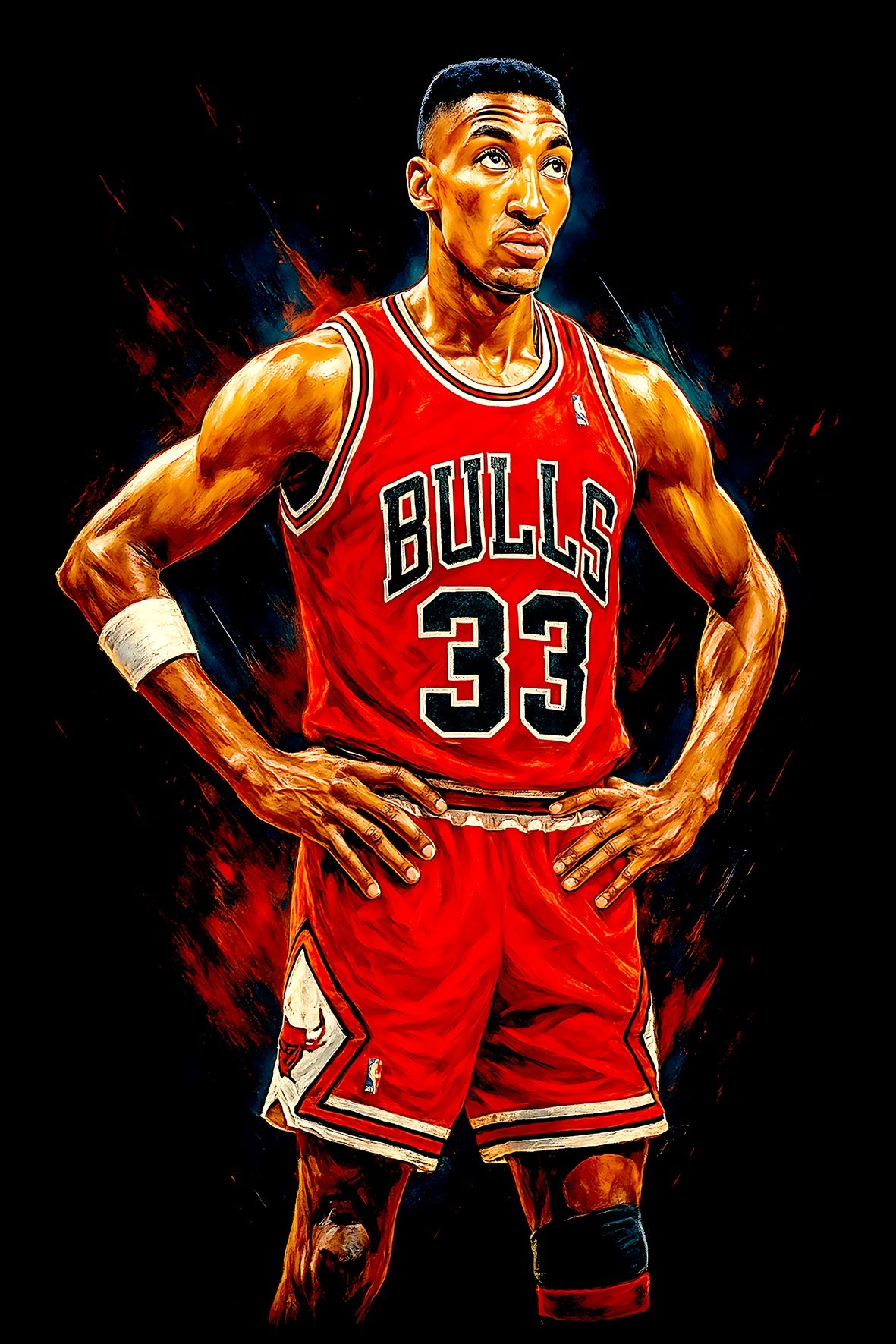 Halftone Lab - Chicago Bulls Scottie Pippen NBA069 - Black Tee
