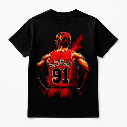 Halftone Lab - Chicago Bulls Dennis Rodman NBA073 - Black Tee