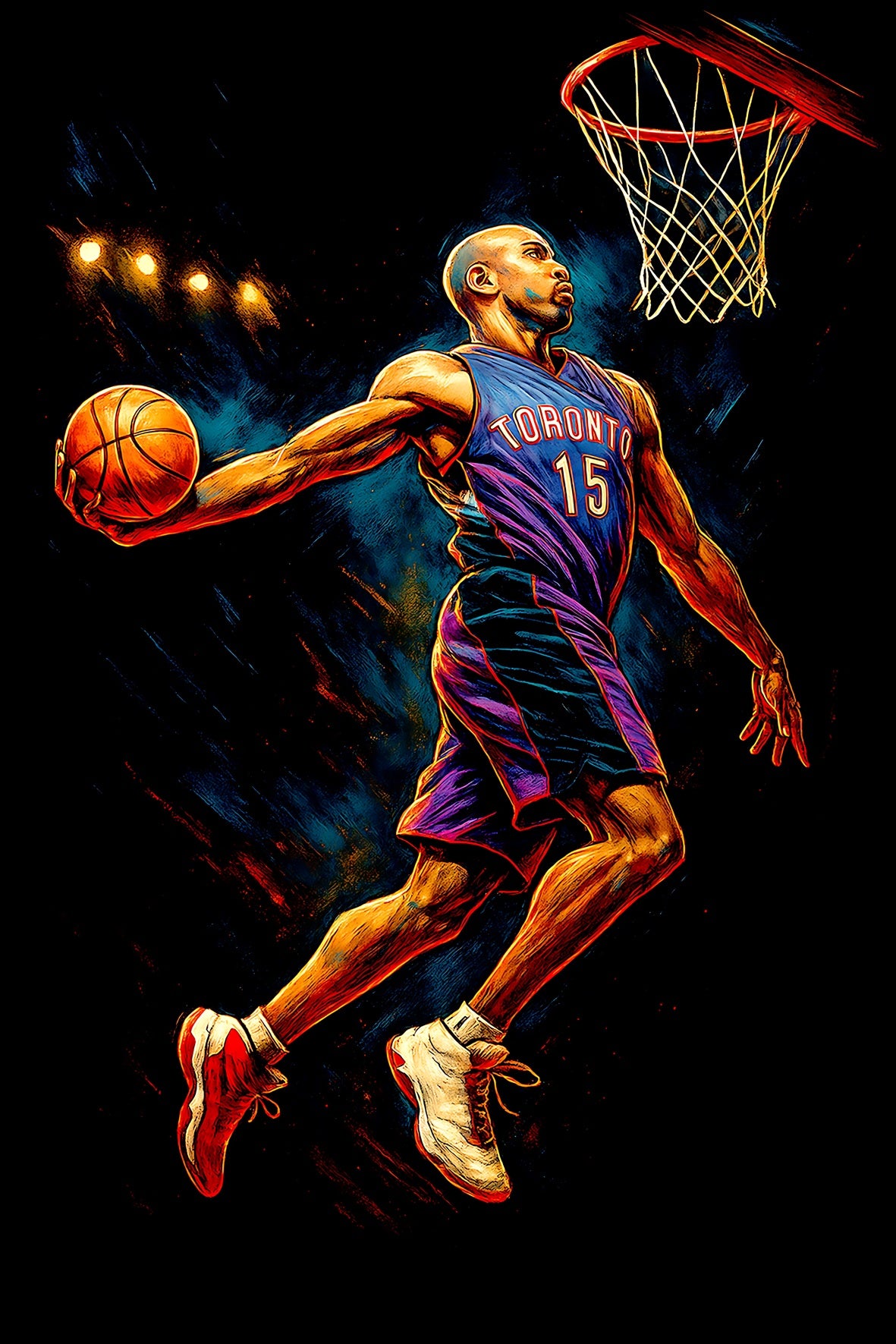 Halftone Lab - Toronto Raptors Vince Carter NBA093 - Black Tee