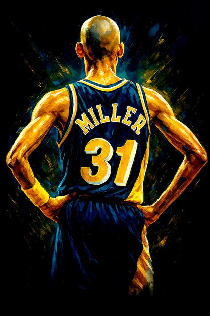 Halftone Lab - Indiana Pacers Reggie Miller NBA133 - Black Tee