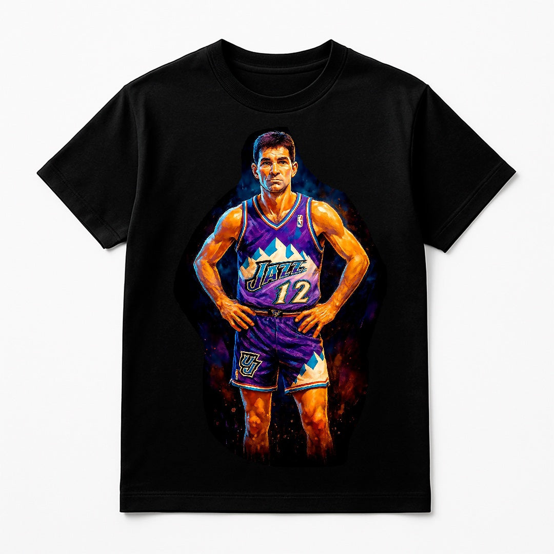 Halftone Lab - Utah Jazz John Stockton NBA136 - Black Tee