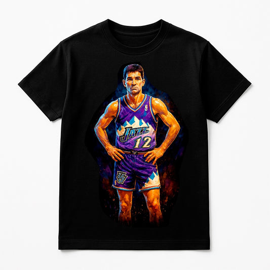 Halftone Lab - Utah Jazz John Stockton NBA136 - Black Tee