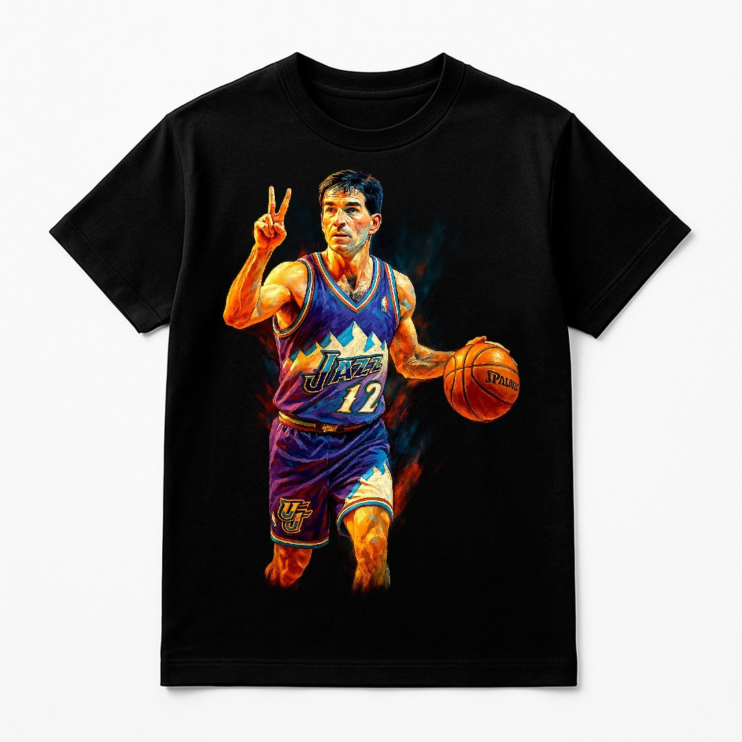 Halftone Lab - Utah Jazz John Stockton NBA137 - Black Tee
