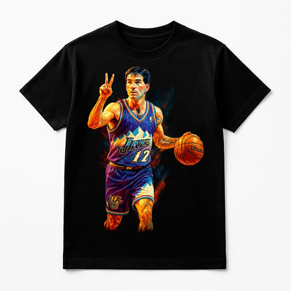 Halftone Lab - Utah Jazz John Stockton NBA137 - Black Tee