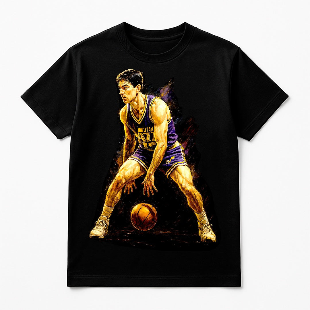 Halftone Lab - Utah Jazz John Stockton NBA138 - Black Tee