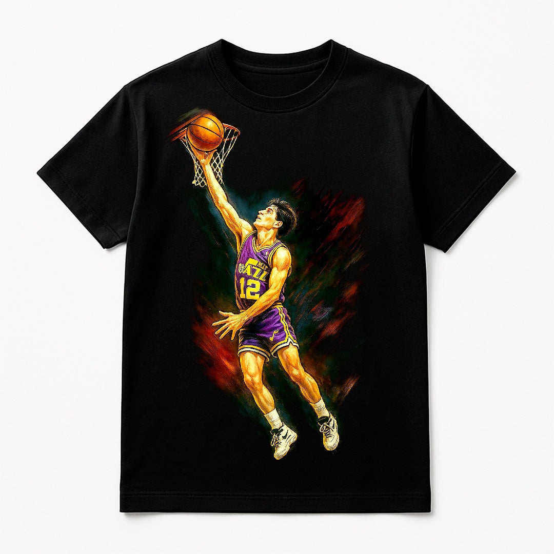 Halftone Lab - Utah Jazz John Stockton NBA139 - Black Tee