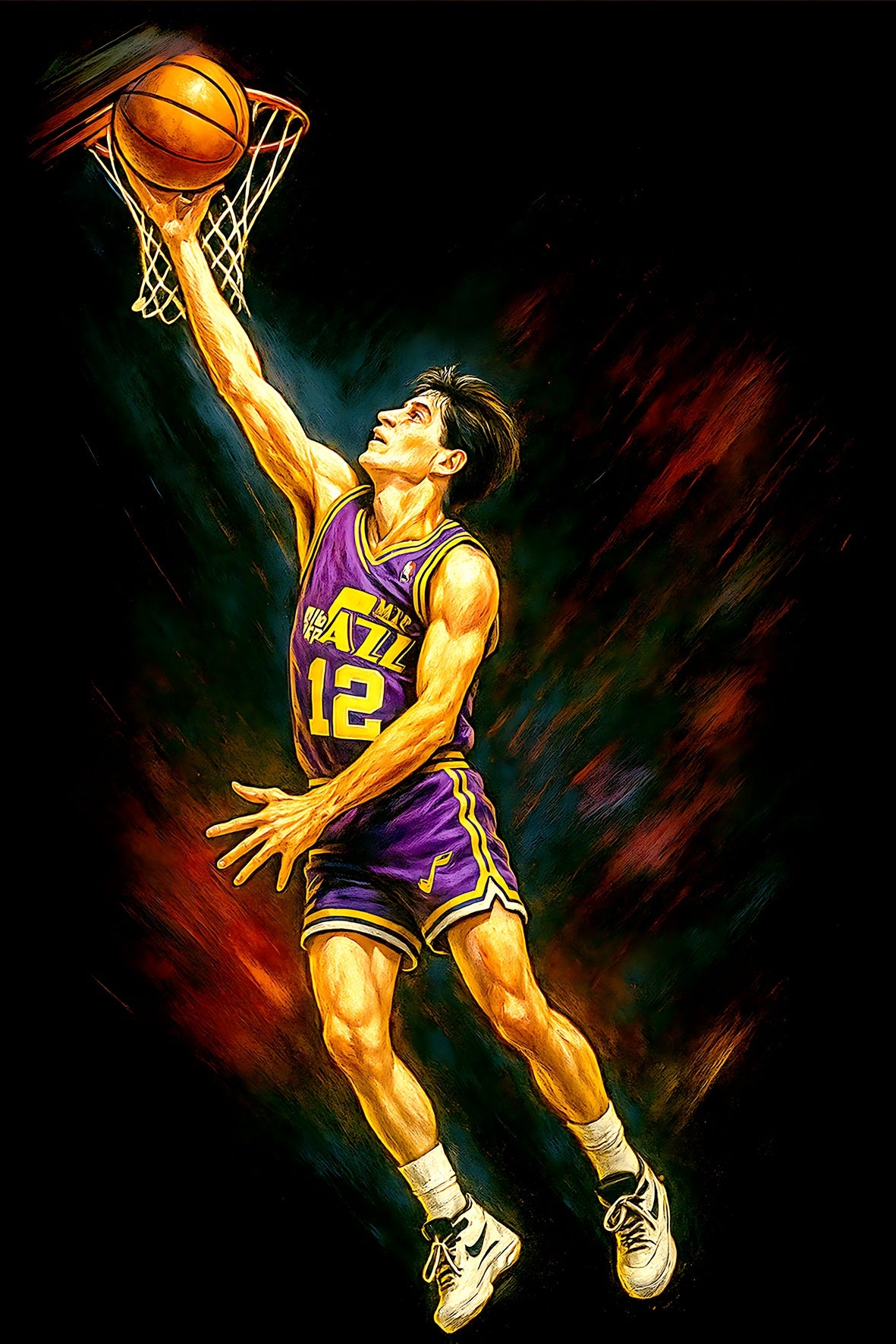 Halftone Lab - Utah Jazz John Stockton NBA139 - Black Tee