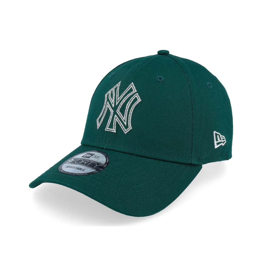 NEW ERA 9FORTY METALLIC OUTLINE NBA YANKEES DARK GREEN - SILVER OSFA