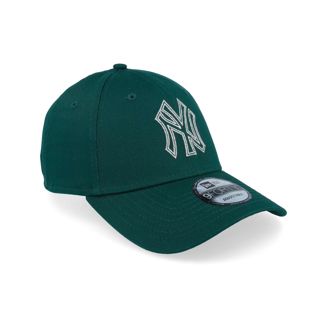 NEW ERA 9FORTY METALLIC OUTLINE NBA YANKEES DARK GREEN - SILVER OSFA