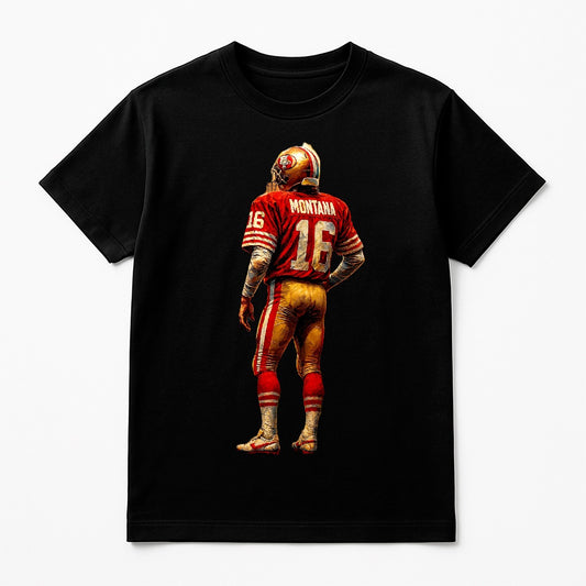 Halftone Lab - San Francisco 49ers Joe Montana NFL010 - Black Tee