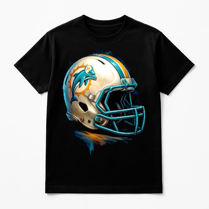 Halftone Lab - Miami Dolphins Helmet NFL012 - Black Tee