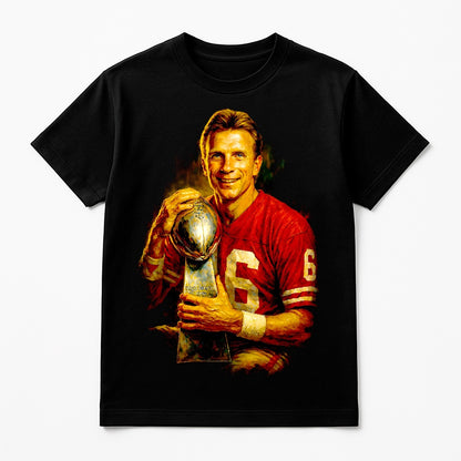 Halftone Lab - San Francisco 49ers Joe Montana NFL013 - Black Tee