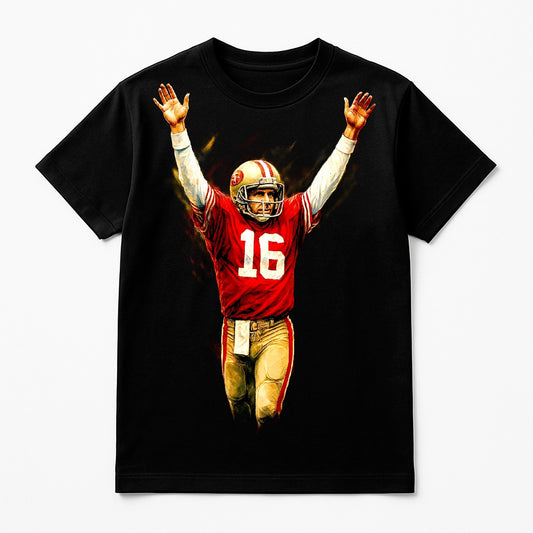 Halftone Lab - San Francisco 49ers Joe Montana NFL015 - Black Tee