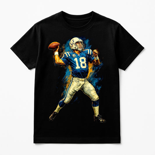 Halftone Lab - Indianapolis Colts Peyton Manning NFL019 - Black Tee