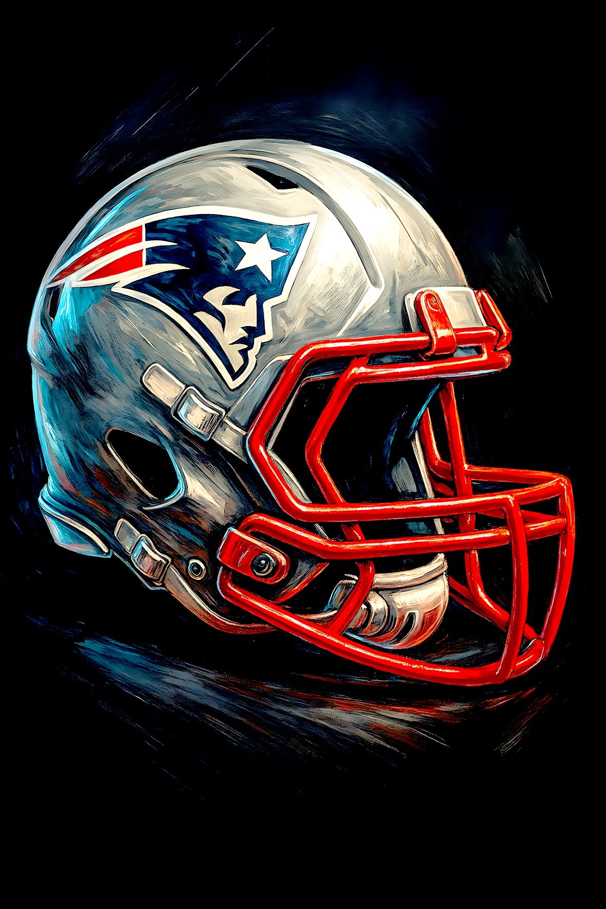 Halftone Lab - New England Patriots Helmet NFL020 - Black Tee