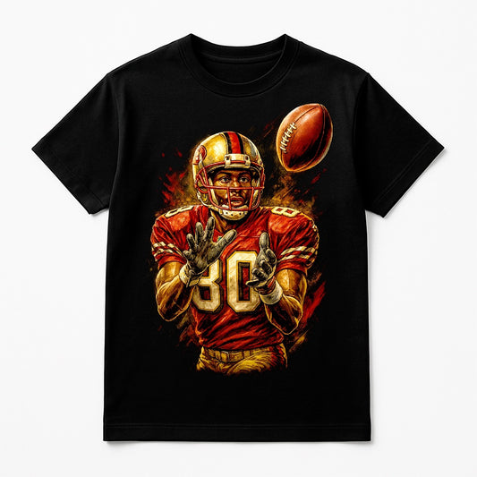 Halftone Lab - San Francisco 49ers Jerry Rice NFL021 - Black Tee