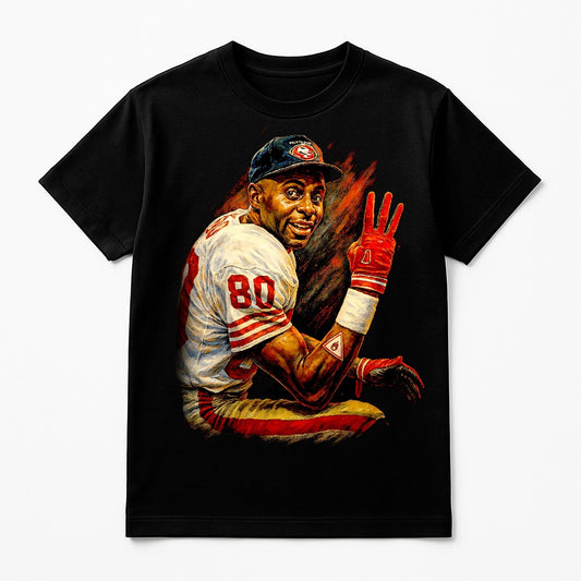 Halftone Lab - San Francisco 49ers Jerry Rice NFL022 - Black Tee