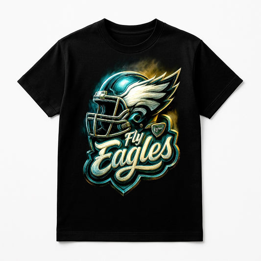 Halftone Lab - Philadelphia Eagles Helmet NFL024 - Black Tee