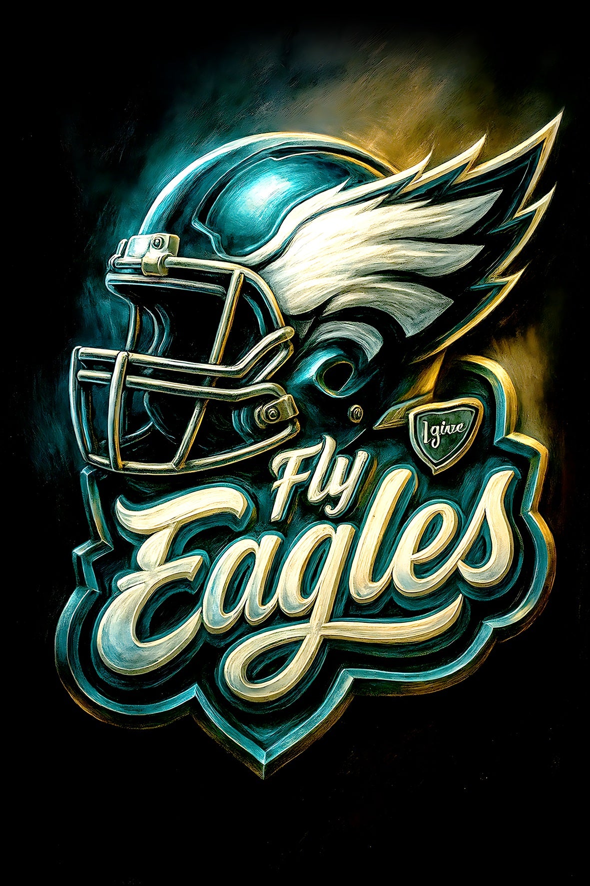 Halftone Lab - Philadelphia Eagles Helmet NFL024 - Black Tee