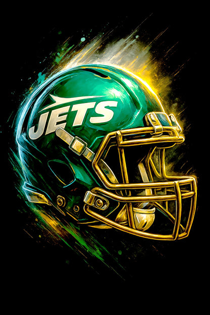 Halftone Lab - New York Jets Helmet NFL026 - Black Tee