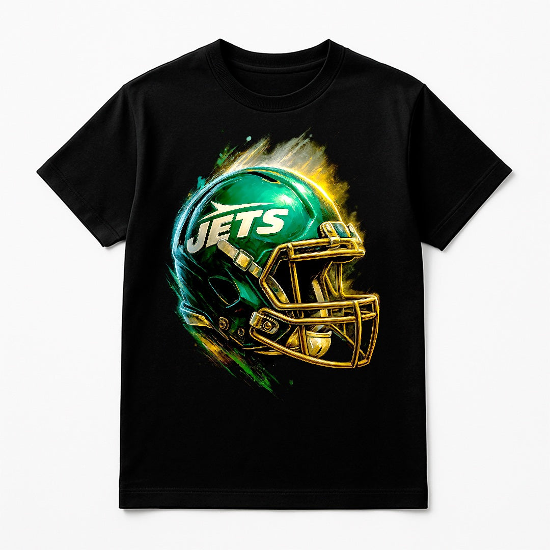 Halftone Lab - New York Jets Helmet NFL026 - Black Tee
