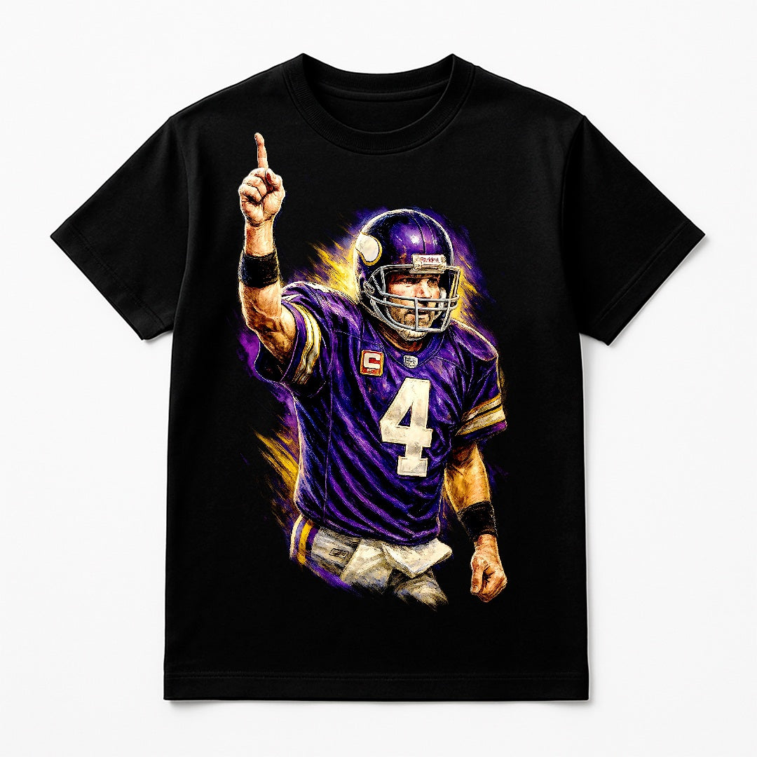 Halftone Lab - Minnesota Viking Brett Favre NFL033 - Black Tee