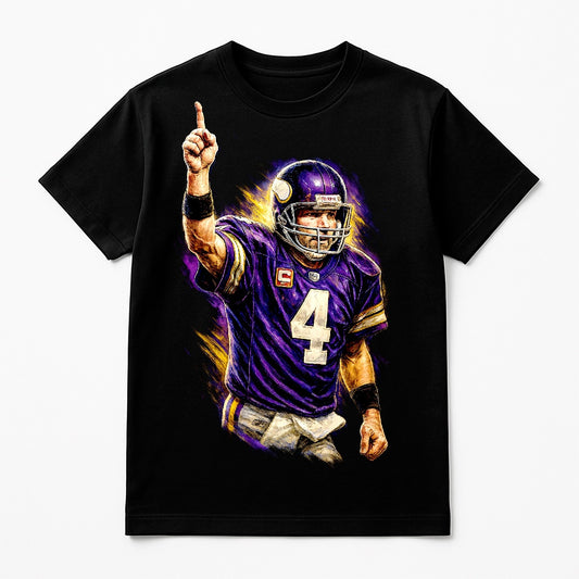 Halftone Lab - Minnesota Viking Brett Favre NFL033 - Black Tee