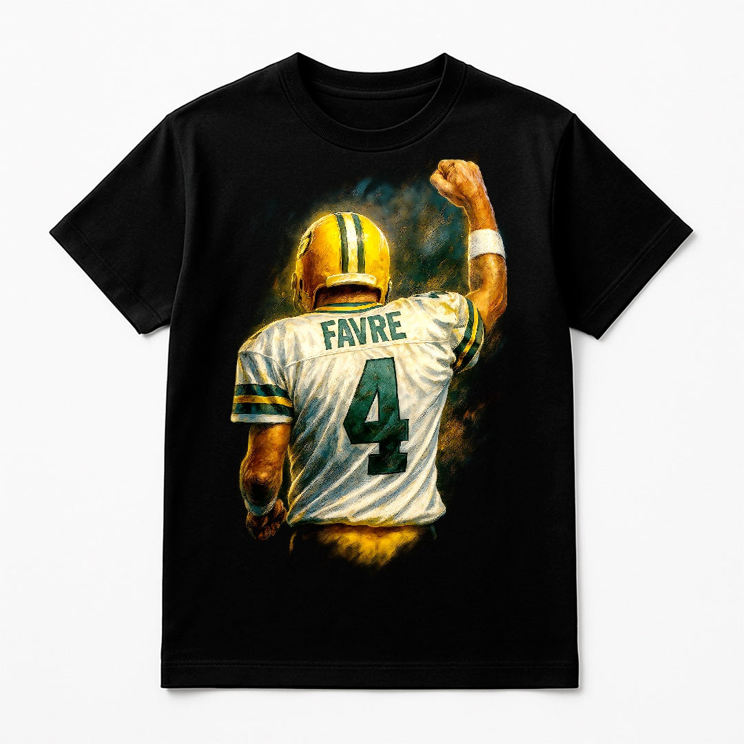 Halftone Lab - Green Bay Packers Brett Favre NFL036 - Black Tee