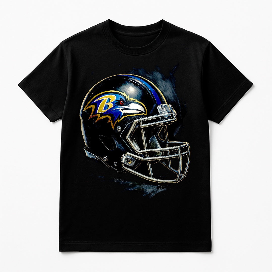 Halftone Lab - Baltimore Ravens Helmet NFL036 - Black Tee