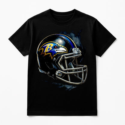 Halftone Lab - Baltimore Ravens Helmet NFL036 - Black Tee