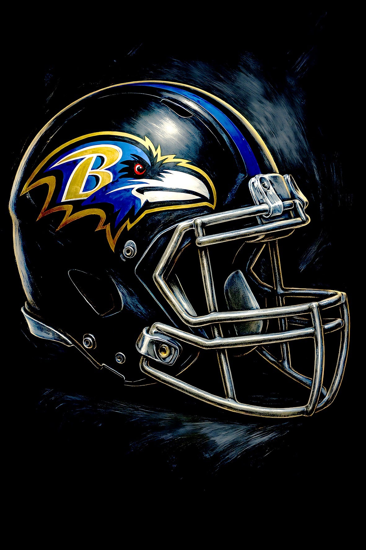 Halftone Lab - Baltimore Ravens Helmet NFL036 - Black Tee