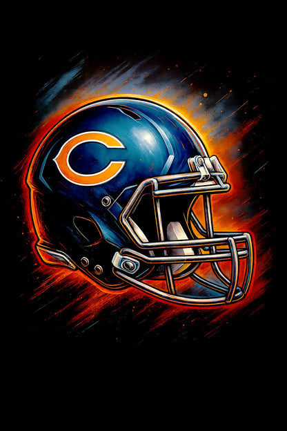 Halftone Lab - Chicago Bears Helmet NFL037 - Black Tee