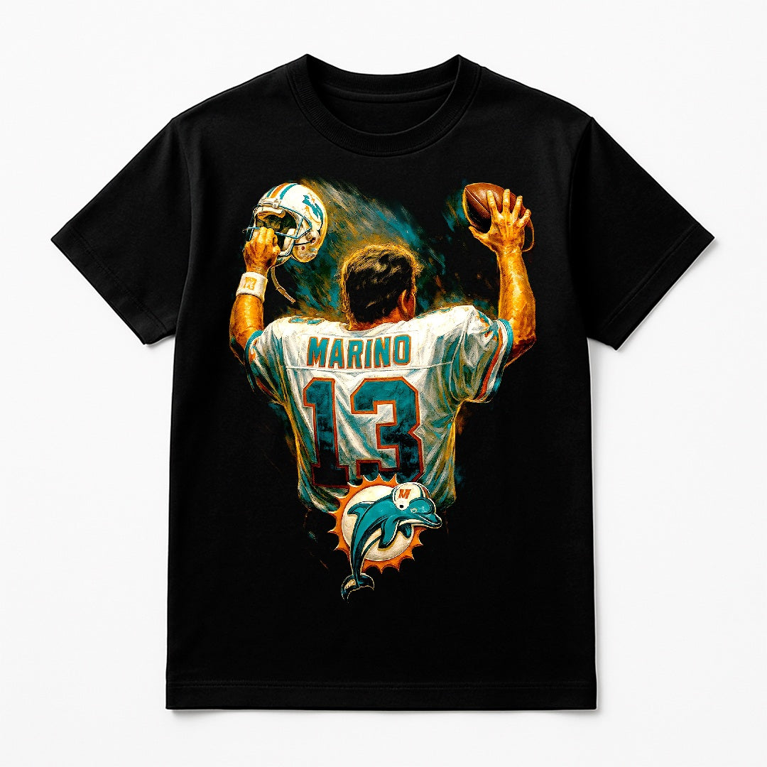 Halftone Lab - Miami Dolphins Dan Marino NFL037 - Black Tee