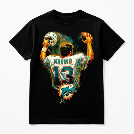 Halftone Lab - Miami Dolphins Dan Marino NFL037 - Black Tee
