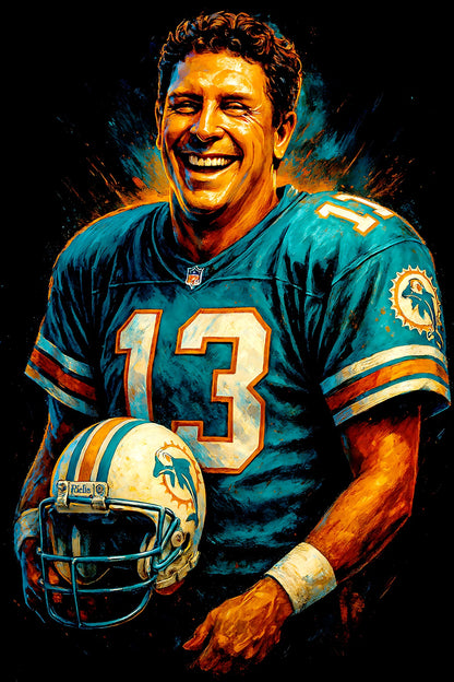 Halftone Lab - Miami Dolphins Dan Marino NFL038 - Black Tee