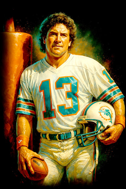 Halftone Lab - Miami Dolphins Dan Marino NFL039 - Black Tee