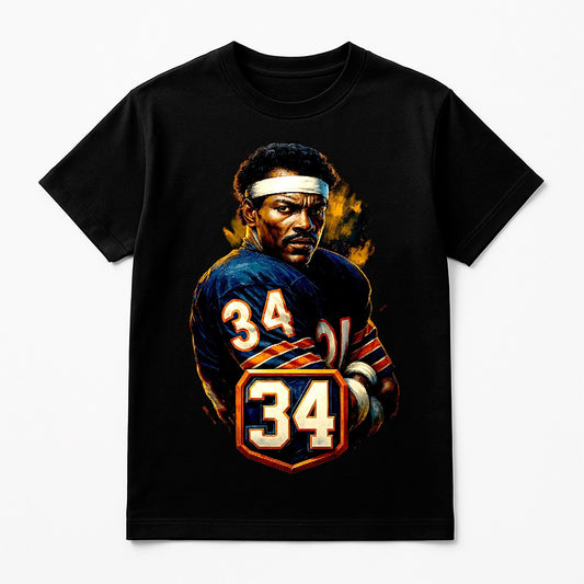 Halftone Lab - Chicago Bears Walter Payton NFL041 - Black Tee