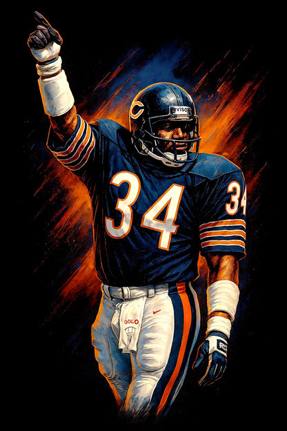 Halftone Lab - Chicago Bears Walter Payton NFL042 - Black Tee