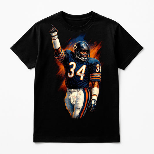 Halftone Lab - Chicago Bears Walter Payton NFL042 - Black Tee